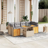 vidaXL 7-Piece Lounge Set with Cushions Poly Rattan Black