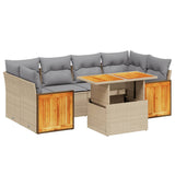 vidaXL 7-Piece Lounge Set with Cushions Poly Rattan Black