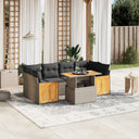 vidaXL 7-Piece Lounge Set with Cushions Poly Rattan Black
