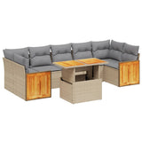 vidaXL 8-delige Loungeset met kussens poly rattan zwart
