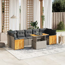vidaXL 8-delige Loungeset met kussens poly rattan zwart
