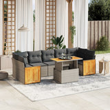 vidaXL 8-delige Loungeset met kussens poly rattan zwart