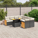 vidaXL 9-delige Loungeset met kussens poly rattan zwart