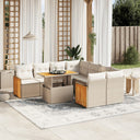 vidaXL 9-delige Loungeset met kussens poly rattan zwart