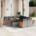 vidaXL 9-delige Loungeset met kussens poly rattan zwart