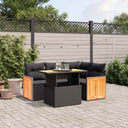 vidaXL 5-delige Loungeset met kussens poly rattan zwart