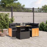 vidaXL 5-delige Loungeset met kussens poly rattan zwart