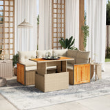 vidaXL 5-delige Loungeset met kussens poly rattan zwart