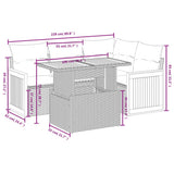 vidaXL 5-delige Loungeset met kussens poly rattan zwart