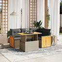 vidaXL 5-delige Loungeset met kussens poly rattan zwart