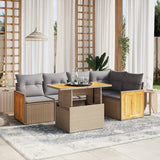 vidaXL 6-delige Loungeset met kussens poly rattan zwart