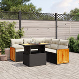 vidaXL 6-Piece Lounge Set with Cushions Poly Rattan Black