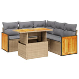 vidaXL 6-Piece Lounge Set with Cushions Poly Rattan Black