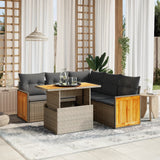 vidaXL 6-Piece Lounge Set with Cushions Poly Rattan Black