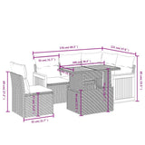 vidaXL 6-delige Loungeset met kussens poly rattan zwart