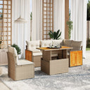 vidaXL 6-delige Loungeset met kussens poly rattan zwart