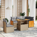 vidaXL 6-delige Loungeset met kussens poly rattan zwart