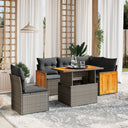 vidaXL 6-delige Loungeset met kussens poly rattan zwart