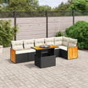 vidaXL 7-Piece Lounge Set with Cushions Poly Rattan Black
