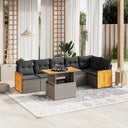 vidaXL 7-Piece Lounge Set with Cushions Poly Rattan Black