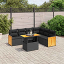 vidaXL 7-delige Loungeset met kussens poly rattan zwart