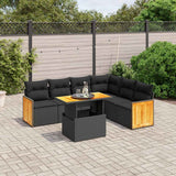 vidaXL 7-delige Loungeset met kussens poly rattan zwart