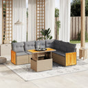 vidaXL 7-delige Loungeset met kussens poly rattan zwart