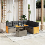 vidaXL 7-delige Loungeset met kussens poly rattan zwart