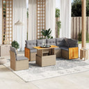 vidaXL 7-delige Loungeset met kussens poly rattan zwart