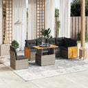 vidaXL 7-delige Loungeset met kussens poly rattan zwart