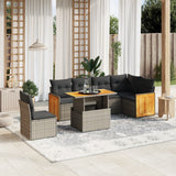 vidaXL 7-delige Loungeset met kussens poly rattan zwart