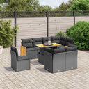 vidaXL 9-piece Poly Rattan Lounge Set with Cushions Black