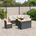 vidaXL 9-piece Poly Rattan Lounge Set with Cushions Black