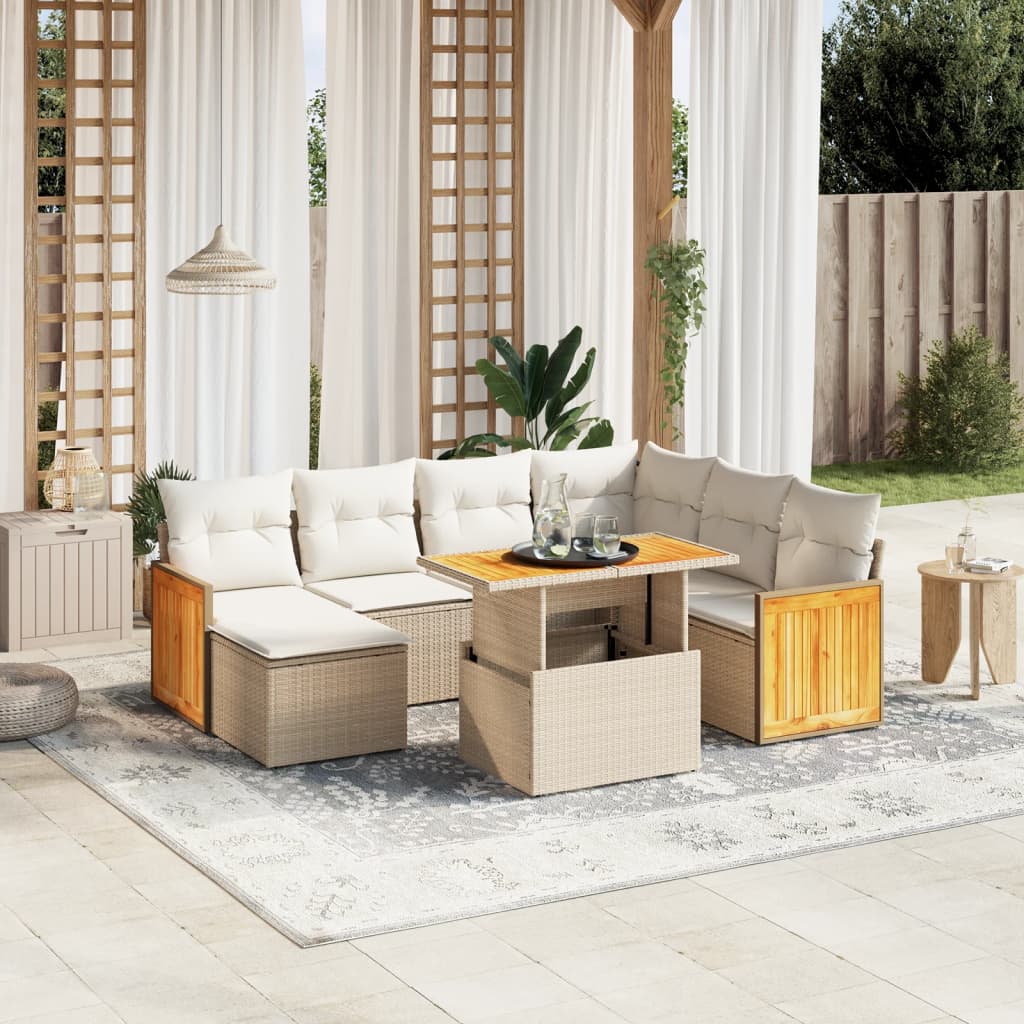 vidaXL 8-Piece Poly Rattan Lounge Set with Cushions Black