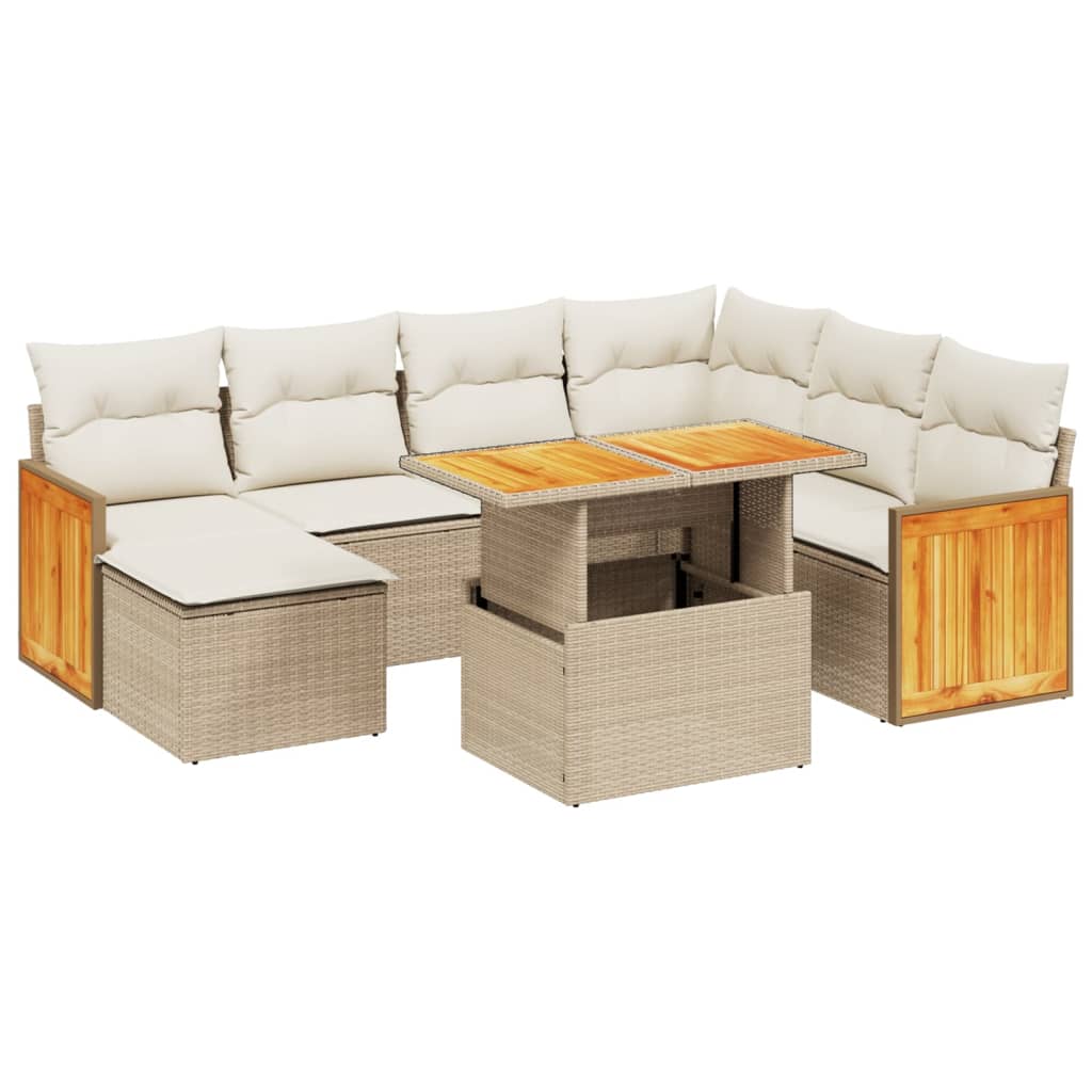 vidaXL 8-Piece Poly Rattan Lounge Set with Cushions Black