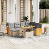 vidaXL 8-Piece Poly Rattan Lounge Set with Cushions Black