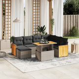 vidaXL 8-Piece Poly Rattan Lounge Set with Cushions Black