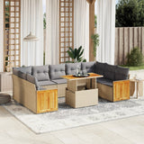 vidaXL 10-delige Loungeset met kussens poly rattan zwart