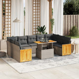 vidaXL 10-delige Loungeset met kussens poly rattan zwart