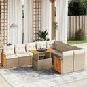 vidaXL 10-delige Loungeset met kussens poly rattan zwart