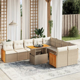 vidaXL 10-delige Loungeset met kussens poly rattan zwart