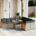 vidaXL 10-delige Loungeset met kussens poly rattan zwart