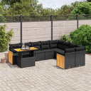 vidaXL 10-Piece Lounge Set with Cushions Poly Rattan Black