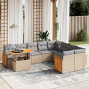 vidaXL 10-Piece Lounge Set with Cushions Poly Rattan Black