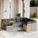 vidaXL 10-Piece Lounge Set with Cushions Poly Rattan Black