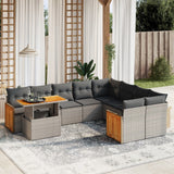 vidaXL 10-Piece Lounge Set with Cushions Poly Rattan Black