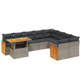vidaXL 10-Piece Lounge Set with Cushions Poly Rattan Black