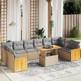vidaXL 11-delige Loungeset met kussens poly rattan zwart