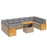 vidaXL 11-delige Loungeset met kussens poly rattan zwart