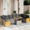 vidaXL 11-delige Loungeset met kussens poly rattan zwart